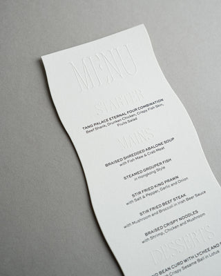 Menu Blind Emboss