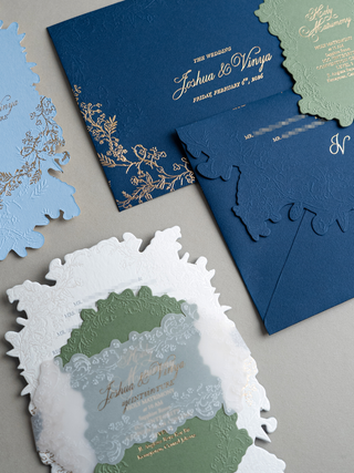 Letterpress Invitation with Fleur Envelope