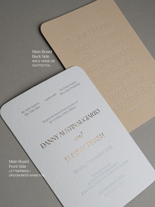 Letterpress Wedding Invitation with Sewn Vellum Envelope