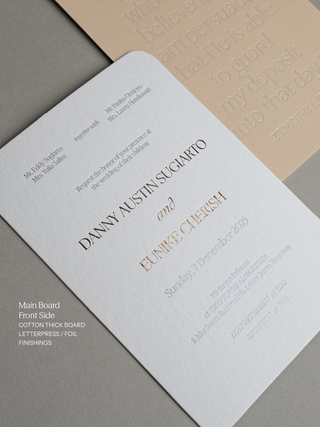 Letterpress Wedding Invitation with Sewn Vellum Envelope